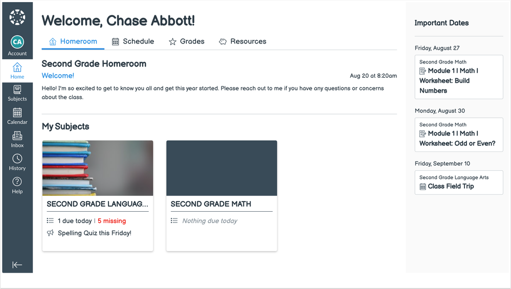 Student Home Page