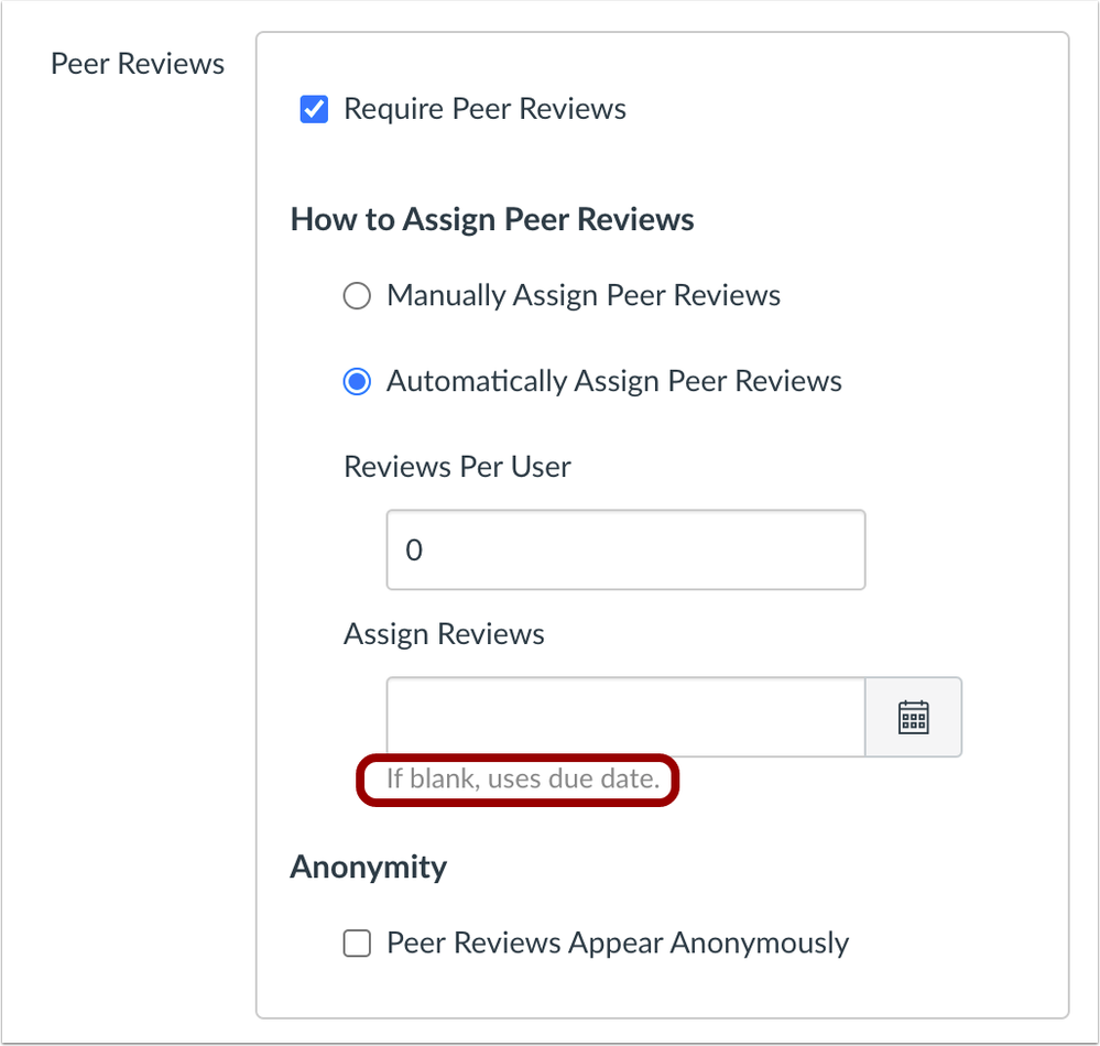 Peer Review options