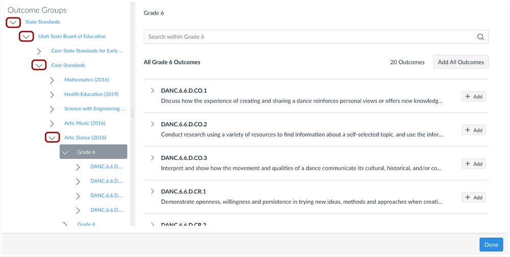 Expanded Outcome Groups