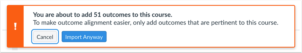 Warning for over 50 imported outcomes