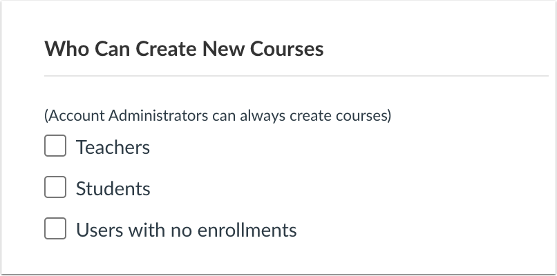 Account Settings: Who Can Create New Courses