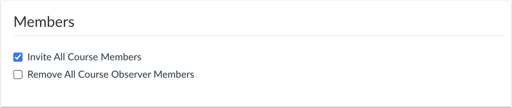 Invite All Course Members Checkbox