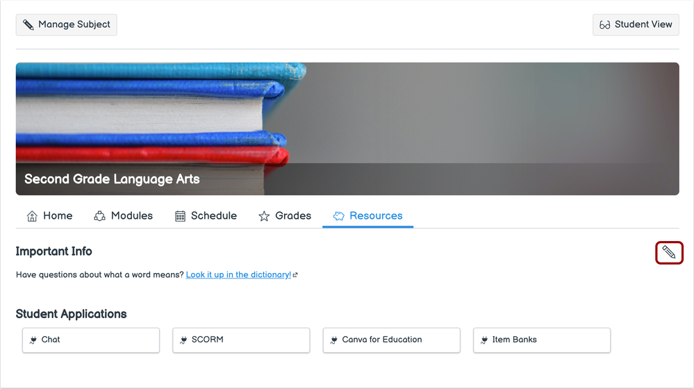 Subject Resources Edit Icon