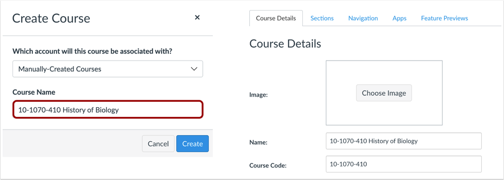 Course Name Field