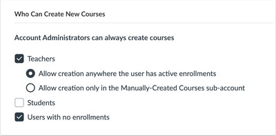 Courses Options