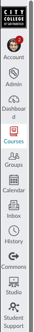 desktop global navigation has Student Support Button at Bottom