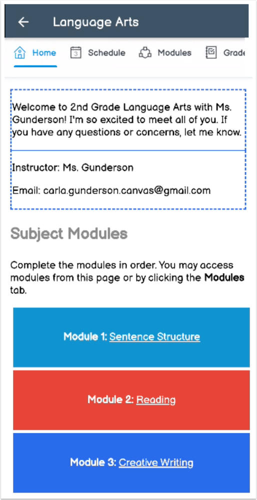 Subject Home Page