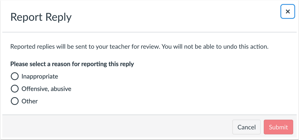 Report Reply Window