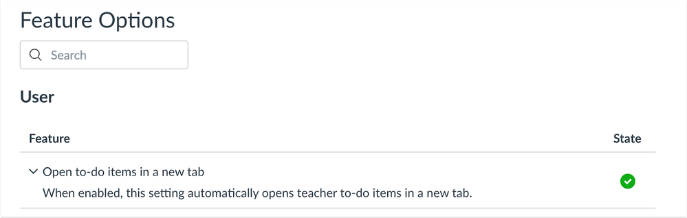 To Do Items in User Settings