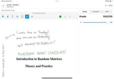 Teacher app: grading the student’s work