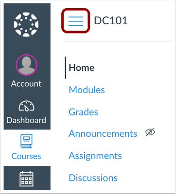 Course Navigation Menu