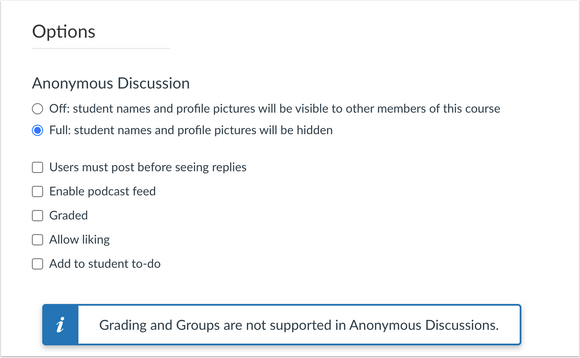 Anonymous Discussion Option