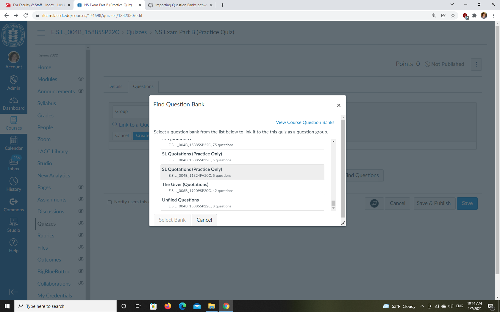 Solved Importing Question Banks between Semesters Instructure