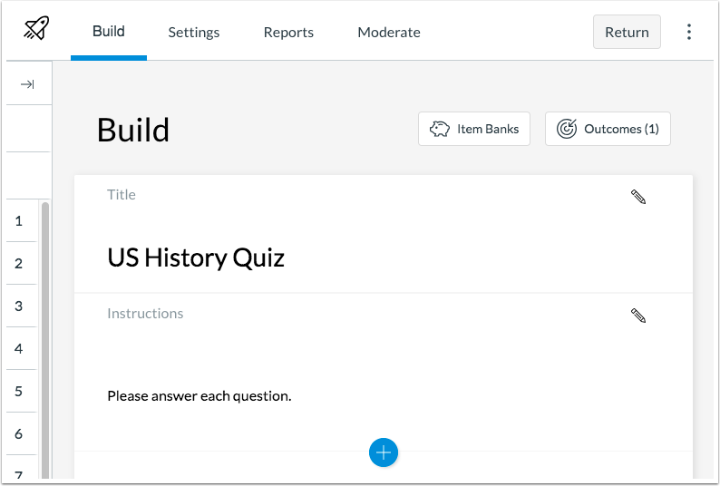 New Quizzes Build Page