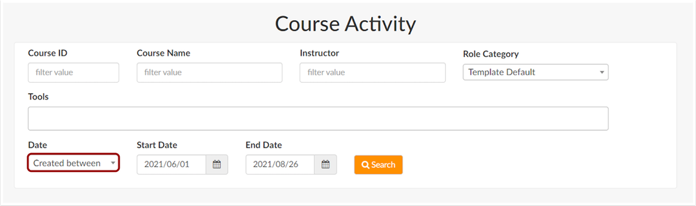 Course Activity Filters