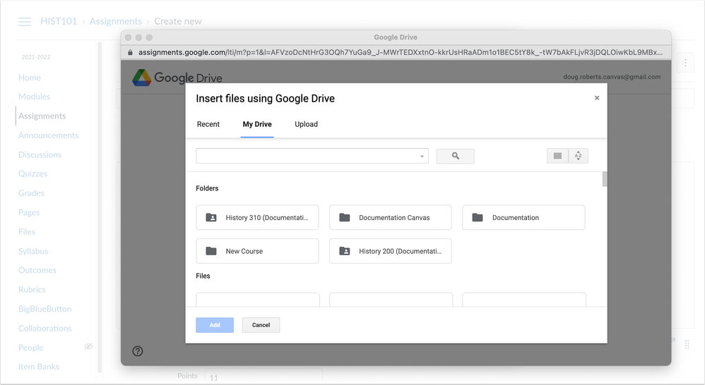 Google Drive LTI File Selection