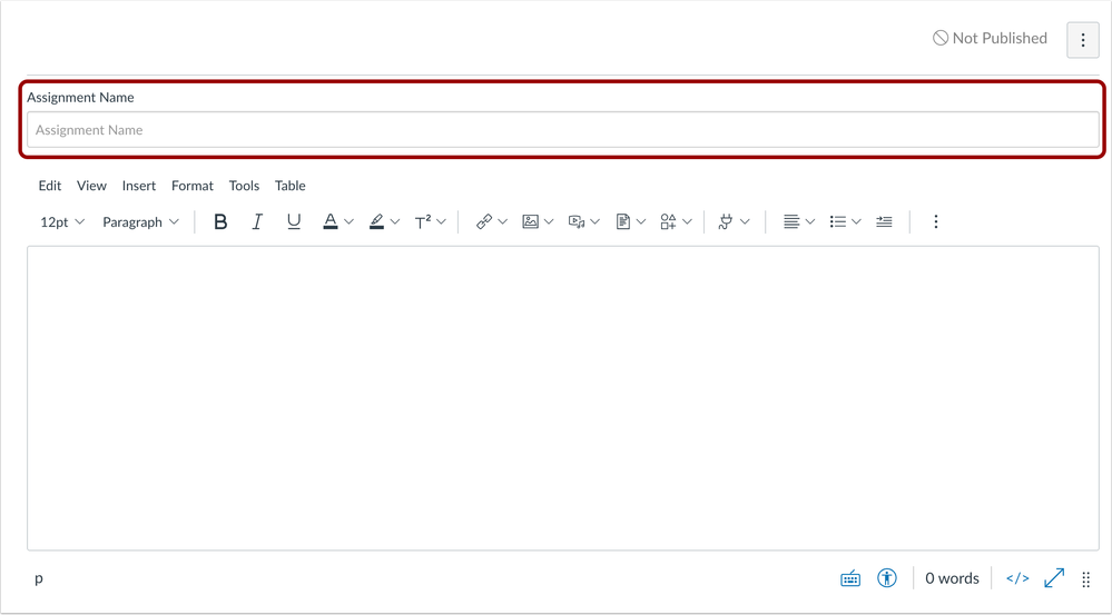 View Assignment Name Label