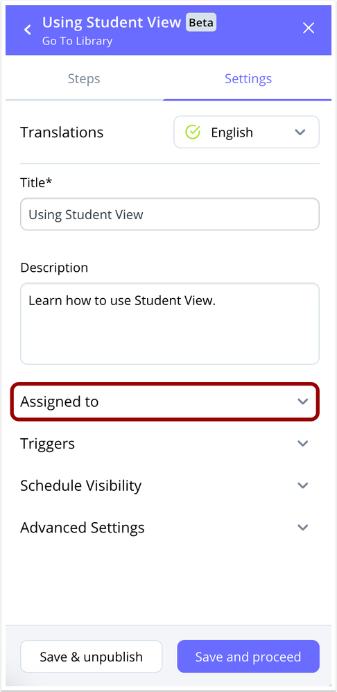 Walkthrough Settings