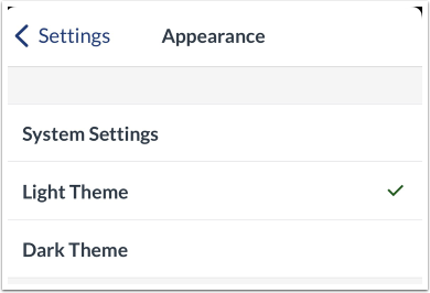 Canvas IOS Mobile Appearance Settings