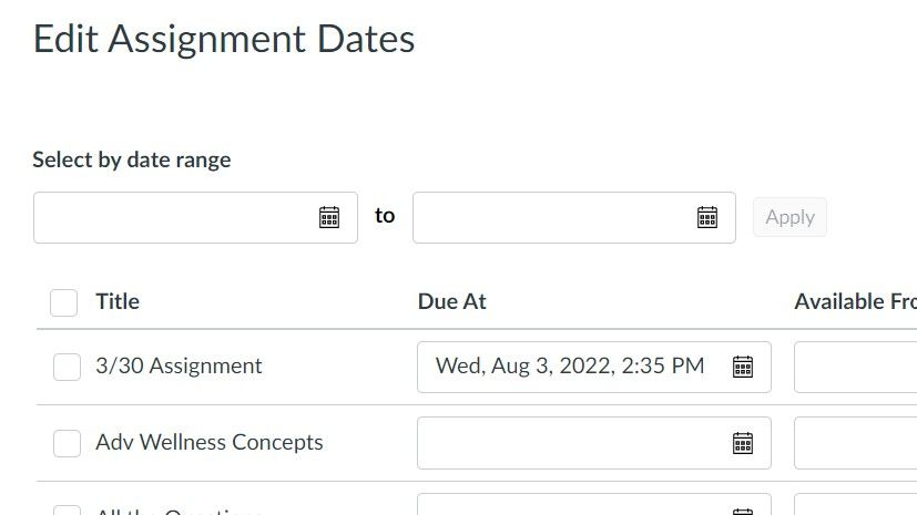 Bulk Editing Due Dates in Canvas 