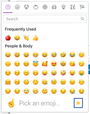 Emoji tray with skin tone selection highlighted