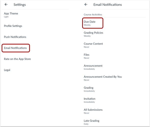 Email Notification Preferences