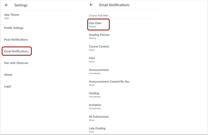 Email Notification Preferences
