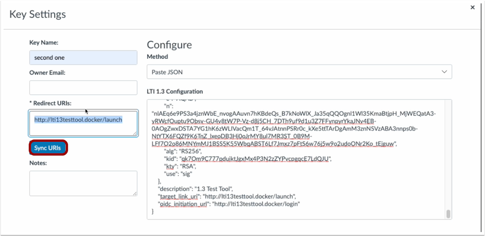 Key Settings Sync URIs Button