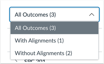 Outcome Alignment Summary Tab Filter