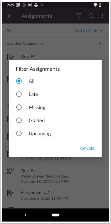Filter Assignment Options