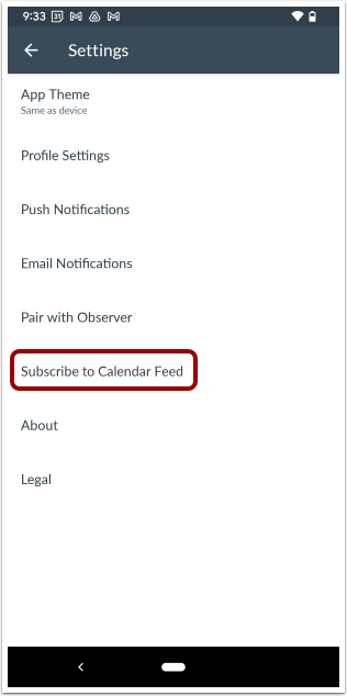 Subscribe to Calendar Feed Option