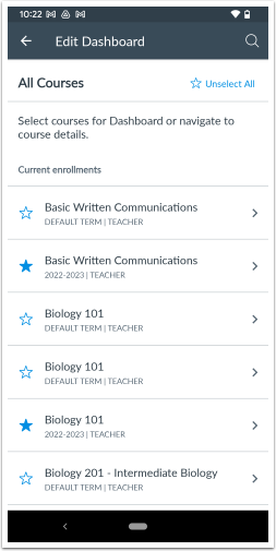 Edit Dashboard Page