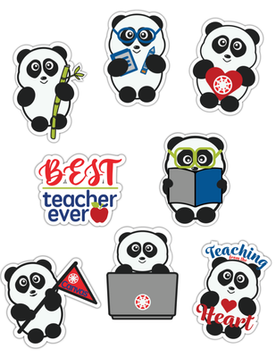 Cute set of 8 panda course stickers