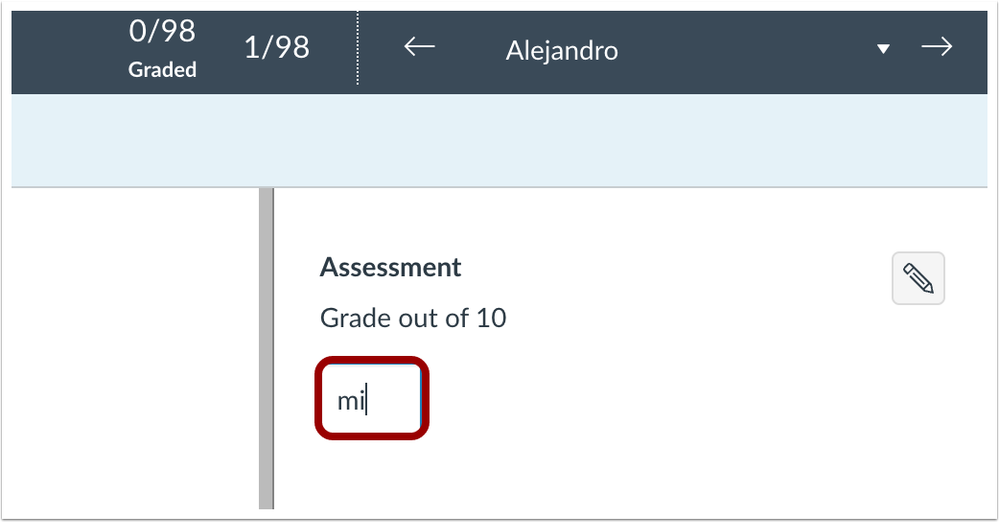 Mi Keyboard Shortcut in SpeedGrader