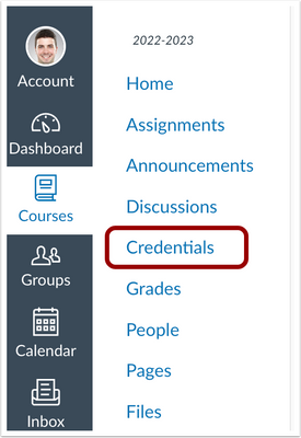 Canvas Credentials Course Navigation Link