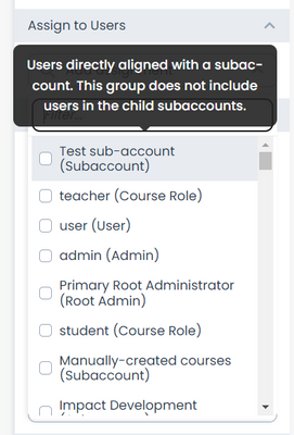 Content Assignment: Assign to Users Dropdown