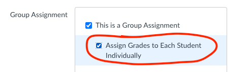 Option to assign grades to students individually