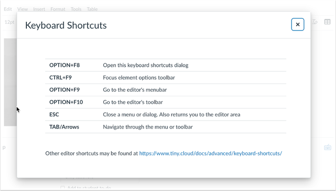 RCE Keyboard Shortcut Modal