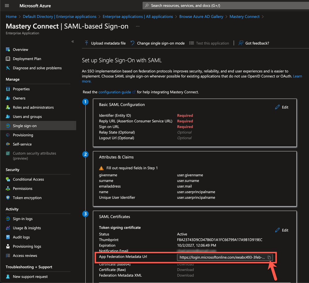 Configuring Azure (SAML) And Mastery Connect Authe... - Instructure ...