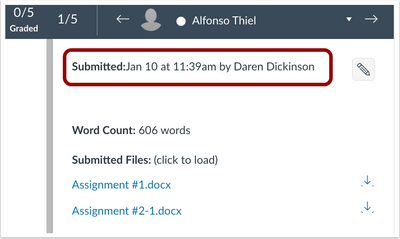 Assignment Submission Details in SpeedGrader