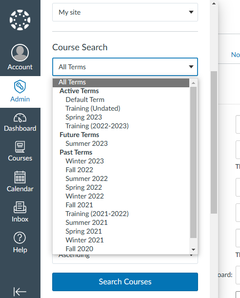admin flyout menu term select.png Admin flyout menu term select