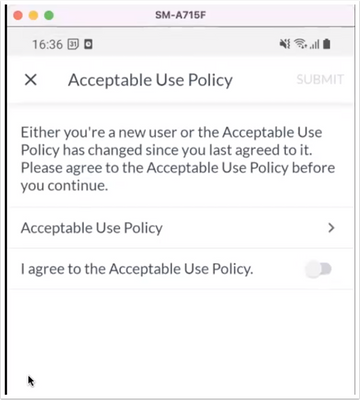 Acceptable Use Policy Login Pop Up Modal