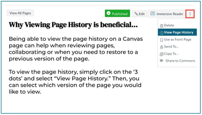 View Page History location