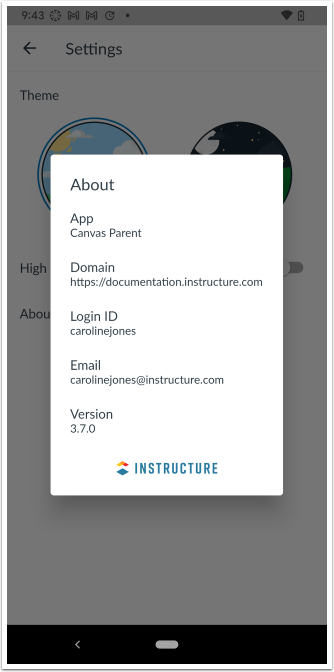 Settings About Page