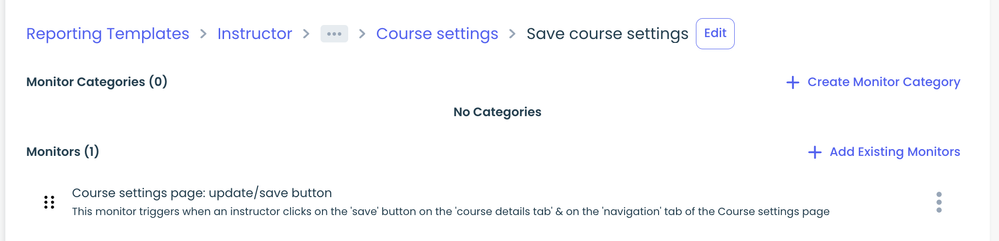 New Category added to monitor the updated saved on the Course settings page: