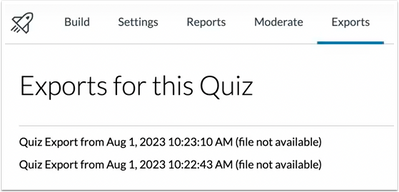 New Quizzes Failed Export Display