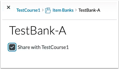 New Quizzes Share with Course Checkbox
