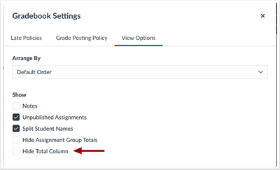 Hide Total Column and Override Columns