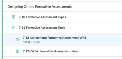 Module progression for edit-a-page as an assignment