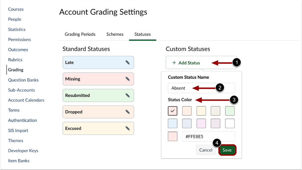 Account Level Add Custom Statuses
